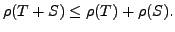 $ \rho(T+S) \leq \rho(T) + \rho(S).$