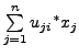 $ \sum\limits_{j=1}^n {u_{ji}}^* x_j $