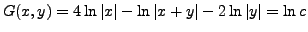 $\displaystyle G(x,y) = 4 \ln\vert x\vert - \ln\vert x+y\vert - 2 \ln\vert y\vert = \ln c$