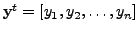 $ {\mathbf y}^t = [ y_1, y_2, \ldots, y_n ]$