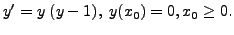 $\displaystyle y^\prime = y \; (y-1), \; y(x_0) = 0,
x_0 \geq 0.$