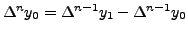 $ \Delta^n y_0 =
\Delta^{n-1} y_1 - \Delta^{n-1} y_0 $