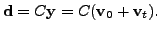 $\displaystyle {\mathbf d}= C {\mathbf y}= C ({\mathbf v}_0+ {\mathbf v}_t).$