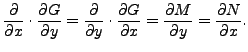 $\displaystyle \frac{\partial}{\partial x} \cdot \frac{\partial G}{\partial y} =...
...}{\partial x} = \frac{\partial M}{\partial y} =
\frac{\partial N}{\partial x}.$